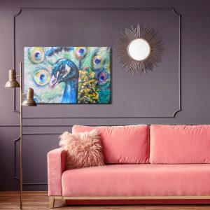 Peinture sur toile Paon Aux Plumes Colorées – Image 4
