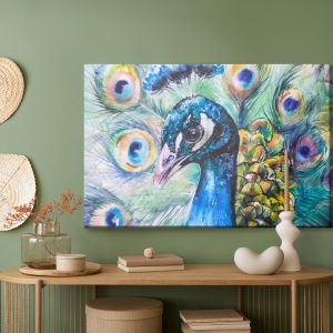 Peinture sur toile Paon Aux Plumes Colorées – Image 5