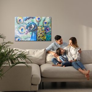 Peinture sur toile Paon Aux Plumes Colorées – Image 7