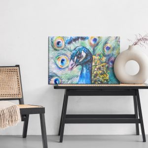 Peinture sur toile Paon Aux Plumes Colorées – Image 6