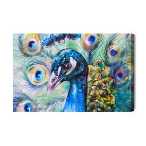 Peinture sur toile Paon Aux Plumes Colorées – Image 2