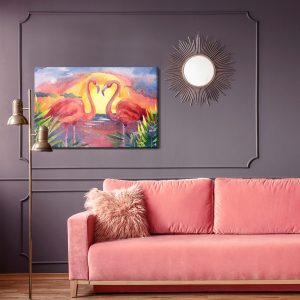Peinture sur toile Oiseaux Roses – Image 4