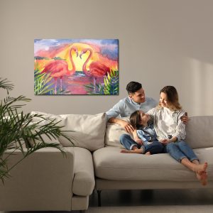 Peinture sur toile Oiseaux Roses – Image 7
