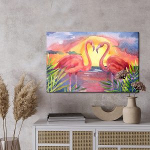 Peinture sur toile Oiseaux Roses – Image 3