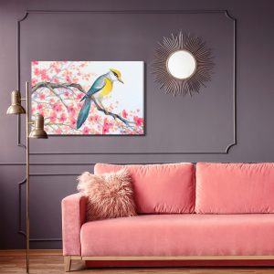 Peinture sur toile Oiseau Et Fleurs Sur L'arbre – Image 4