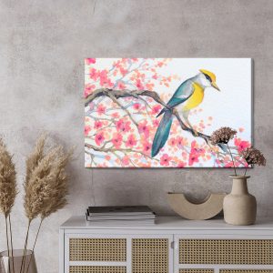 Peinture sur toile Oiseau Et Fleurs Sur L'arbre – Image 3