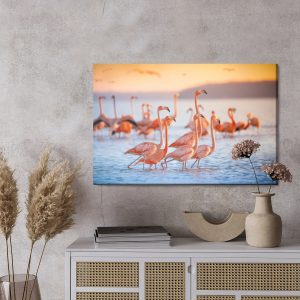 Peinture sur toile Oiseaux Flamants Roses – Image 3