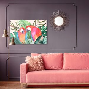 Peinture sur toile Perroquets Et Feuilles Tropicales – Image 4