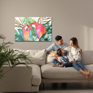 Peinture sur toile Perroquets Et Feuilles Tropicales – Image 7