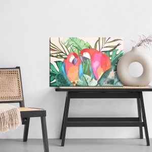 Peinture sur toile Perroquets Et Feuilles Tropicales – Image 6