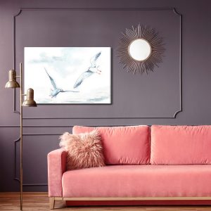 Peinture sur toile Oiseaux Blancs Peints À L'aquarelle – Image 4