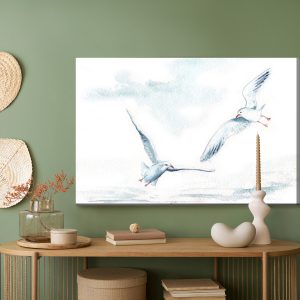 Peinture sur toile Oiseaux Blancs Peints À L'aquarelle – Image 5