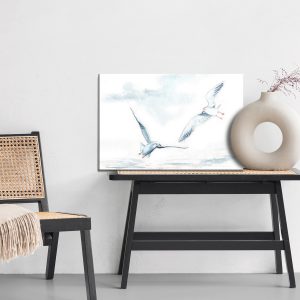 Peinture sur toile Oiseaux Blancs Peints À L'aquarelle – Image 6