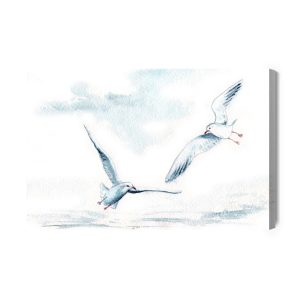 Peinture sur toile Oiseaux Blancs Peints À L'aquarelle – Image 2