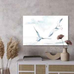 Peinture sur toile Oiseaux Blancs Peints À L'aquarelle – Image 3