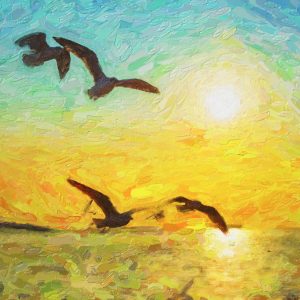 Peinture sur toile Oiseaux Sur La Mer – Image 1