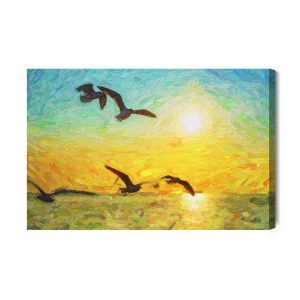 Peinture sur toile Oiseaux Sur La Mer – Image 2