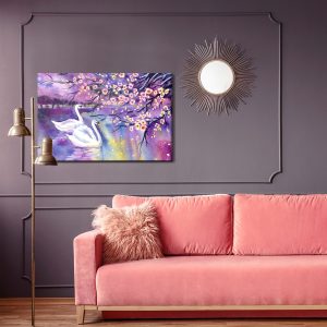 Peinture sur toile Cygnes Et Fleurs – Image 4