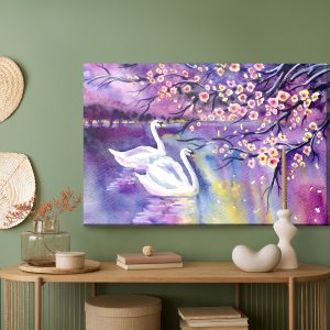 Peinture sur toile Cygnes Et Fleurs – Image 5