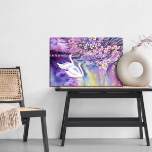 Peinture sur toile Cygnes Et Fleurs – Image 6