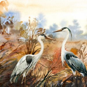 Peinture sur toile Grues En Automne – Image 1