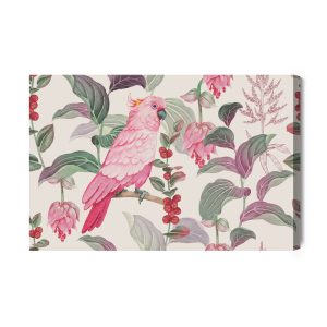 Peinture sur toile De Perroquet Rose Tropical – Image 2