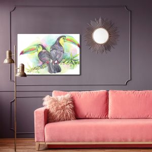 Peinture sur toile Perroquets Aquarelles – Image 4