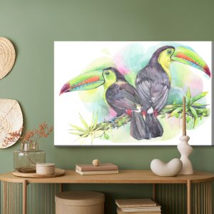 Peinture sur toile Perroquets Aquarelles – Image 5