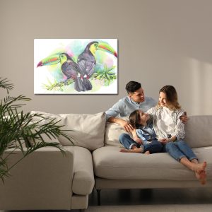 Peinture sur toile Perroquets Aquarelles – Image 7