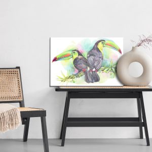 Peinture sur toile Perroquets Aquarelles – Image 6