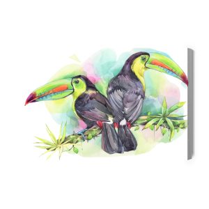 Peinture sur toile Perroquets Aquarelles – Image 2