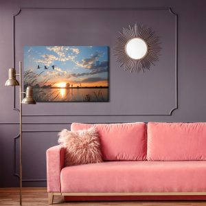 Peinture sur toile Oiseaux Au Coucher Du Soleil – Image 4