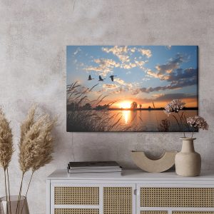 Peinture sur toile Oiseaux Au Coucher Du Soleil – Image 3