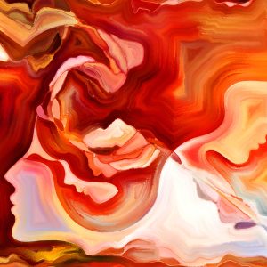 Peinture sur toile Abstraction Rouge Avec Visage – Image 1