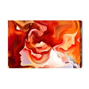 Peinture sur toile Abstraction Rouge Avec Visage – Image 2