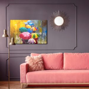 Peinture sur toile L'abstraction Et Les Gens Avec Des Parapluies – Image 4