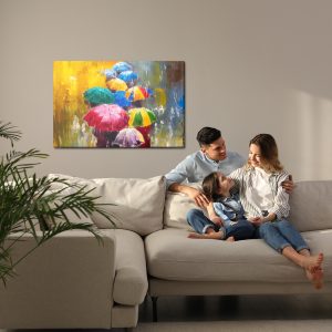 Peinture sur toile L'abstraction Et Les Gens Avec Des Parapluies – Image 7