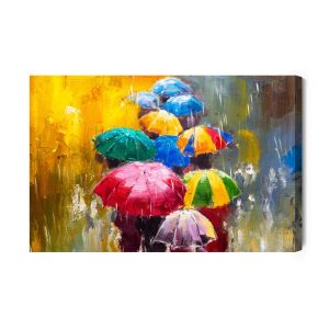 Peinture sur toile L'abstraction Et Les Gens Avec Des Parapluies – Image 2
