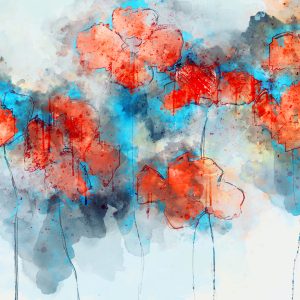 Peinture sur toile Coquelicots Aquarelles – Image 1