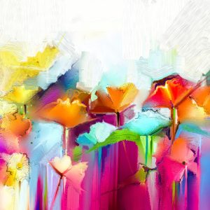 Peinture sur toile Fleurs Abstraites Colorées – Image 1
