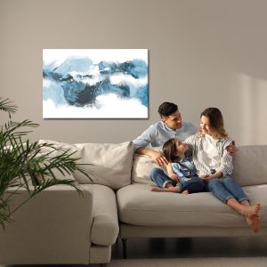 Peinture sur toile Vague Abstraite Bleue – Image 7