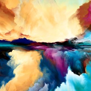 Peinture sur toile Nuages ​​Colorés Abstraits – Image 1