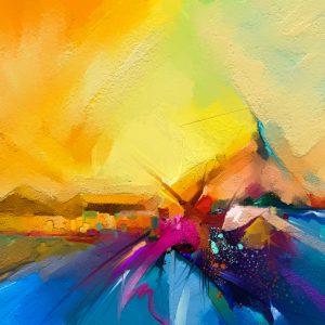 Peinture sur toile Bateau Abstrait Dans L'eau – Image 1