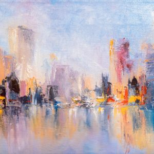 Peinture sur toile Panorama Abstrait De La Ville – Image 1