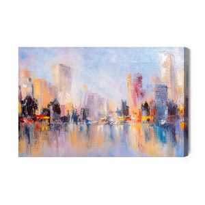 Peinture sur toile Panorama Abstrait De La Ville – Image 2