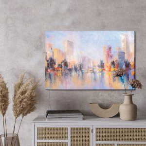 Peinture sur toile Panorama Abstrait De La Ville – Image 3