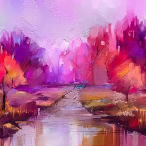Peinture sur toile Parc Rose Abstrait – Image 1
