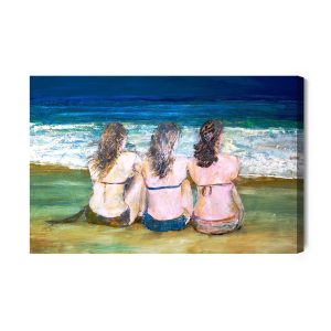 Peinture sur toile Trois Femmes Au Bord De La Mer – Image 2