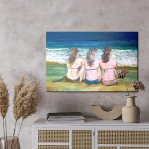 Peinture sur toile Trois Femmes Au Bord De La Mer – Image 3