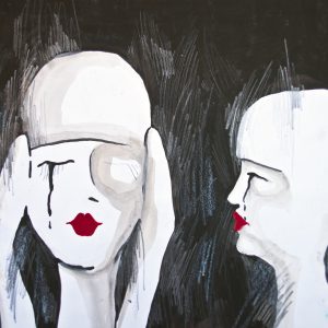 Peinture sur toile Un Portrait Abstrait De Deux Femmes – Image 1